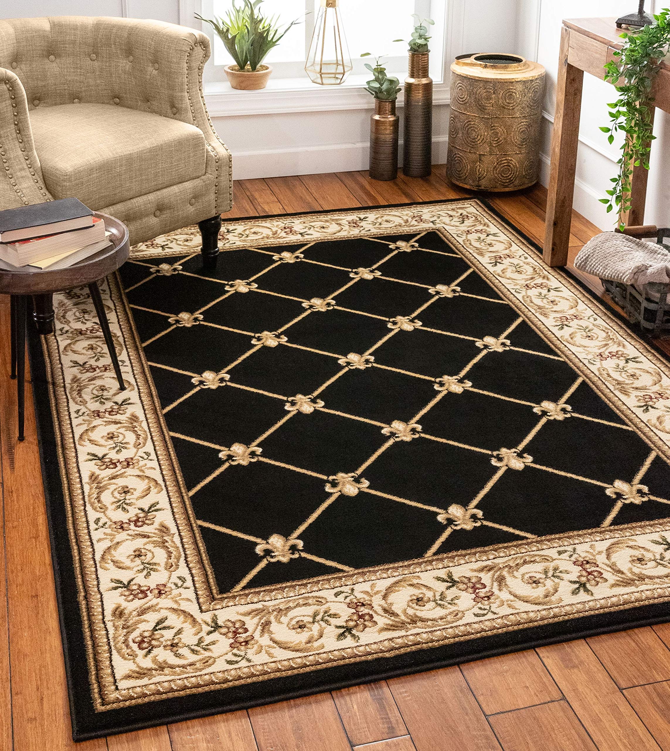 Well Woven Timeless Collection Fleur De Lis Red 2x4 Mat Luxurious Traditional French Aubusson Oriental Area Rug Perfect for Living Room Bedroom or Dining Room Easy-to-Clean Durable Design 1