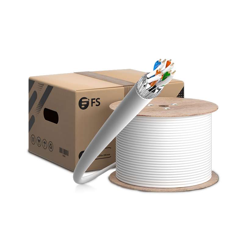 Cat7 Ethernet Bulk Cable, 1000ft (305m), 23AWG Solid Pure Bare Copper Wire, 1000MHz, Shielded (S/FTP), PVC CMR, with Reel (White) 1