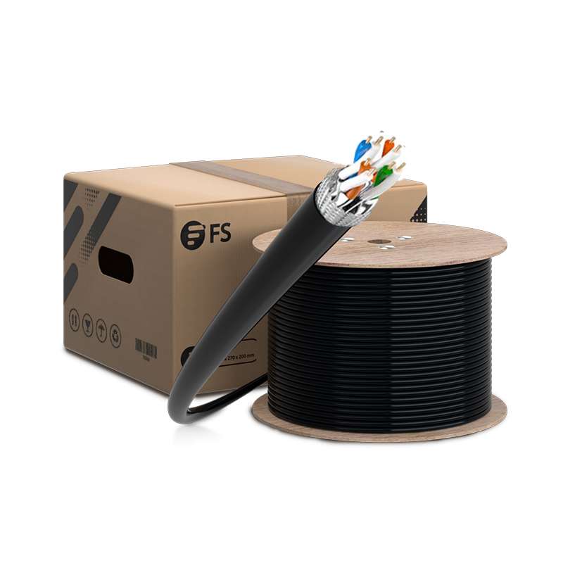 Cat7 Ethernet Bulk Cable, 1000ft (305m), 23AWG Solid Pure Bare Copper Wire, 1000MHz, Shielded (S/FTP), PVC CMR, with Reel (Black) 1