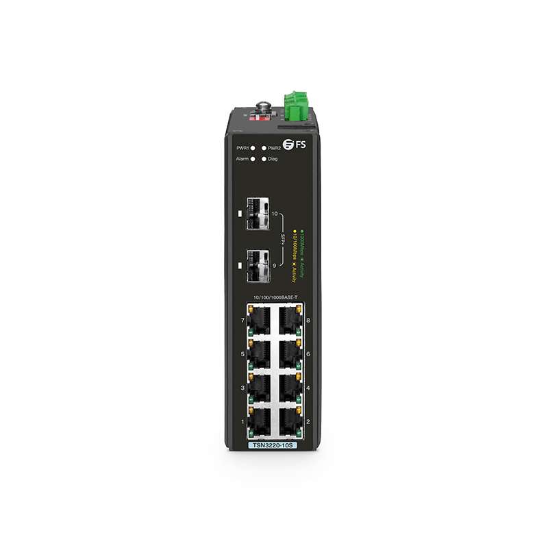 TSN3220-10S, 10-Port Gigabit Ethernet L2 Managed Industrial Switch, 8 x 10/100/1000BASE-T, with 2 x 1/10Gb SFP+, -40 to 75°C Operating Temperature 5