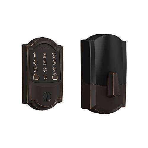Schlage Lock Company BE489WB CAM 716 Schlage Encode Smart WiFi Deadbolt with Camelot Trim in Aged Bronze, Lock & Front Entry Handle Accent Right-Handed Interior Lever (Aged Bronze) 3