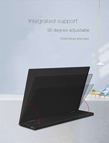 15.6 Inch Portable Monitor, Touch Screen,1920x1080P FHD IPS Screen,L Shape HDR Ultra-Thin Gaming Office Expand Dual Monitor with Type-C USB HDMI for Mobile Laptop Xbox PS4 PC Phone 4