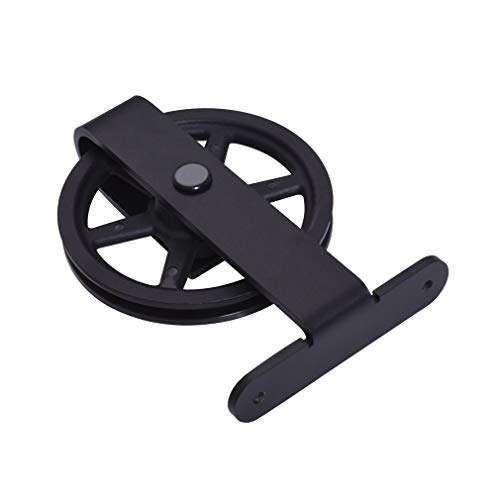 CCJH 9FT Heavy Duty Sliding Barn Wood Door Hardware Kit - Smoothly and Stable - Easy Installation - Fit 54 Single Door Panel(Big Wheels T Shaped) 4