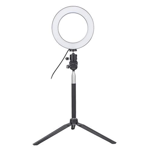 Bicaquu LED Beauty Ringlight Camera Circle Fill Lights, 6 Inch Selfie Ring Light, with Desktop Tripod + Selfie Stick LED Ring Light, YouTube Vlogging for Live Stream 3