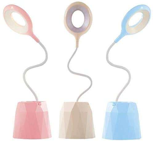 Flashes Table lamp Rechargeable Flexible USB Table Lamp Brightness Controllable Three-Touch Dimming Storage Pen Phone Holder Touch Ring Light (Body Color : 03) Ringlight Flashes ( Color : Blue ) 3