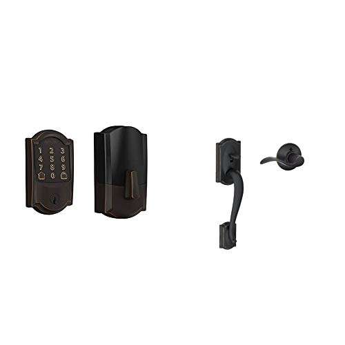 Schlage Lock Company BE489WB CAM 716 Schlage Encode Smart WiFi Deadbolt with Camelot Trim in Aged Bronze, Lock & Front Entry Handle Accent Right-Handed Interior Lever (Aged Bronze) 2