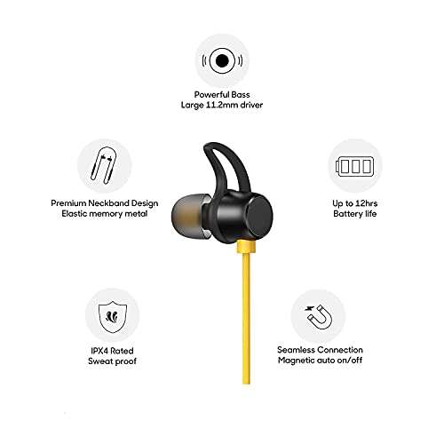 Shoptry Wireless Earphones Headphones for Micromax X097 Original Sports Bluetooth Wireless Earphone with Deep Bass and Neckband Hands-Free Calling inbuilt Mic Headphones with Long Battery Life and Flexible Headset ( BUDS-2, BLACK) 4