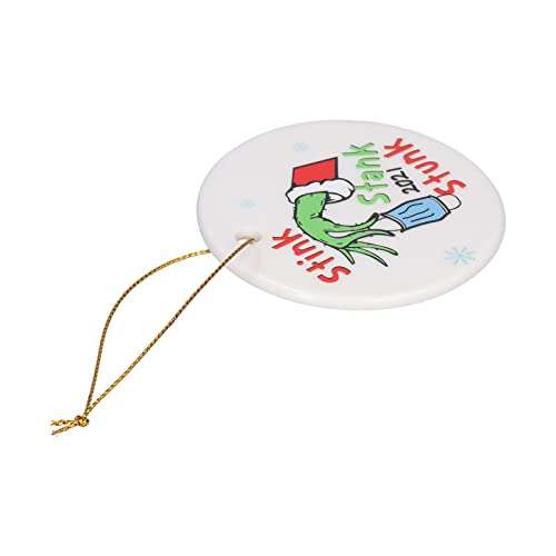 Round Printed Christmas Tree Pendant, Christmas Elements Pattern Decoration Universal Novel Tasteless Portable for Living Room Decoration for Home Decor(Type B) 2