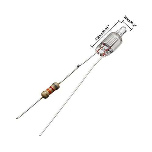 uxcell 50Pcs F5 5x13mm Bright Red Light Neon Light Bulb Indicator Lamp w 82K Resistor 3