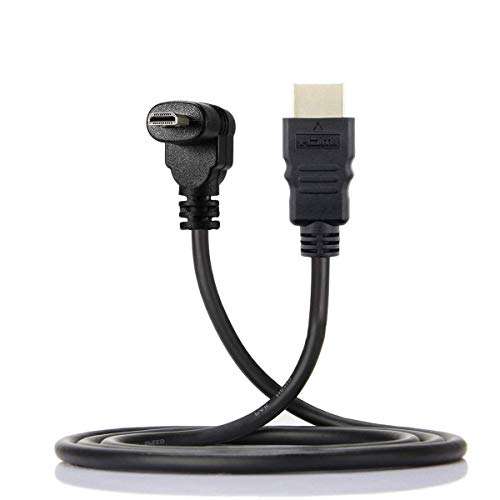 Xiwai Up Angled 90 Degree Micro HDMI to HDMI Male HDTV Cable for Cell Phone & Tablet & Camera 2