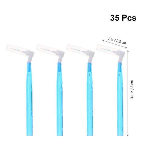 HEALLILY 35Pcs L Shape Interdental Brush Angle Teeth Brush Tooth Gap Cleaning Brush Dental Oral Care Tool for Office Home 3