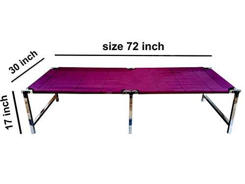 Gitesh Cloth and Stainless Steel Frame Folding Bed Cot for Camping Picnic Home and Outdoor for Seating with Sleeping(Set of 1 pcs) 3