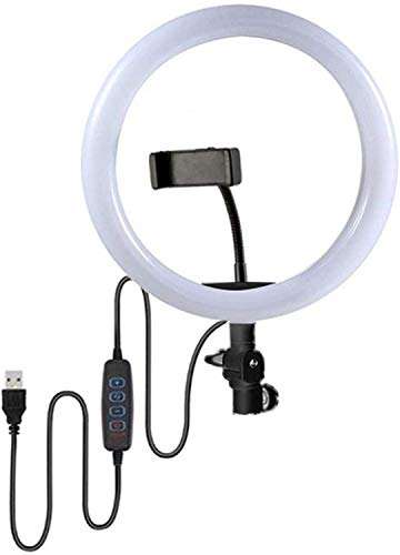 Hayfive Flashes 10 26cm Video Light LED Ring Light USB Plug Photographic Ring Lighting kit with Phone Holder for Live Studio Makeup ringlightwhite Ringlight Flashes (Color : Ringlightblack) 2