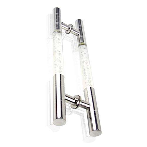 AWCPP Glass Door Handle, Stainless Steel Crystal Bathroom Store Hardware Accessories Door Handle Hole Spacing 400Mm,a 2