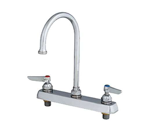 T&S Brass B-1142-XS Work Board Faucet, Deck Mount, 8" Centers, Swivel Gooseneck, Lever Handles, 2" Shanks 2