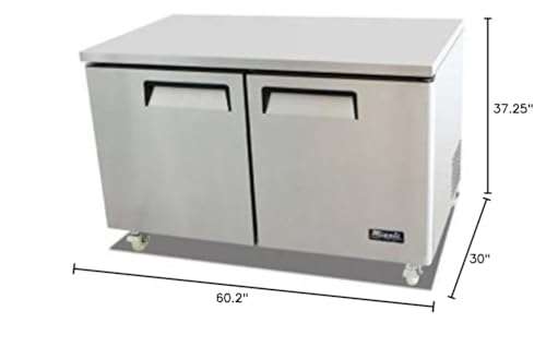 Migali C-U60R 60" Competitor Series Undercounter and Work Top Refrigerator with 18.2 cu. ft. Capacity 2 Shelves Stainless Steel Construction 115 Volts and Digital Controllers in Stainless 3