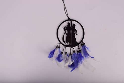 Gopinath Autolink Fancy radhe Krishna Dream Catcher for car & Wall Hanging Attract Positive Good Luck Charm Protection Made with Acrylic Material Feathers 5