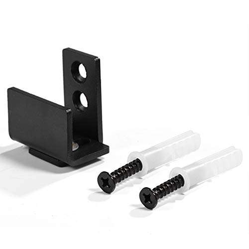 Leyeet 1pc Black Steel Hardware Sliding Barn Door Bottom Wall Mount Stay Roller Guides Flush to Floor Guide with Screws 2