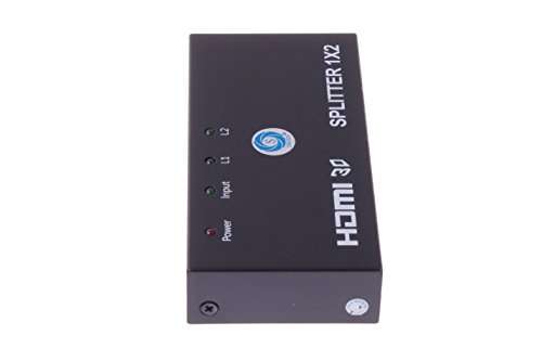 SMAKN HDMI Splitter 1 in 2 out(1X2) Ports Box Powered, Support 3D 1080P up to 1920X1080/60Hz HDMI 1.4 and 1.4a 5