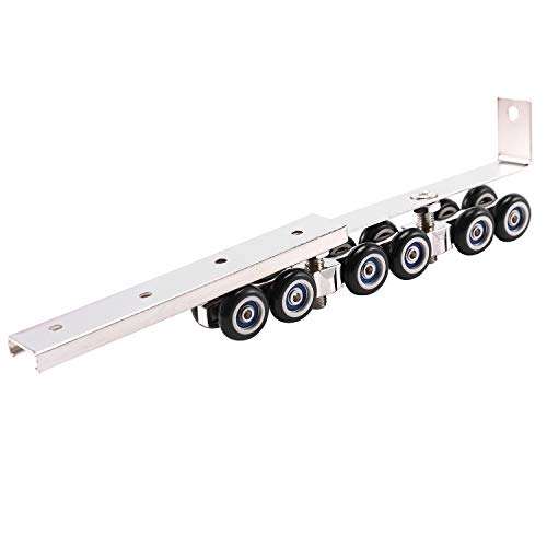 NINGWANG 1 Pair/Set Cold Rolled Steel Sliding Wooden Door Closet Hardware Kit Door Wheels Roller 12 Wheels Hangers Roller 4