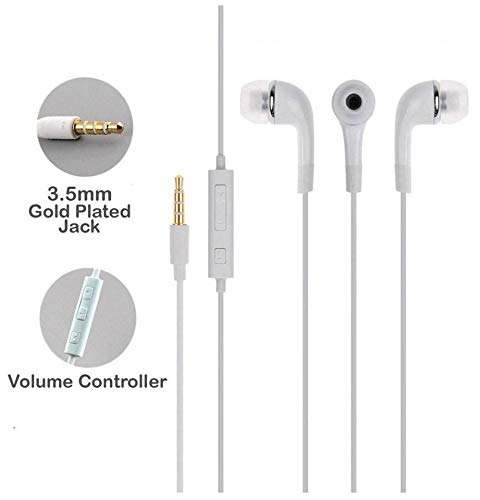 Wired in-Ear Headphone/Earphones Ultra Bass & Dolby Sound 3.5MM Jack with Mic & Volume Control for All/Anroid/Devices - (White) 4