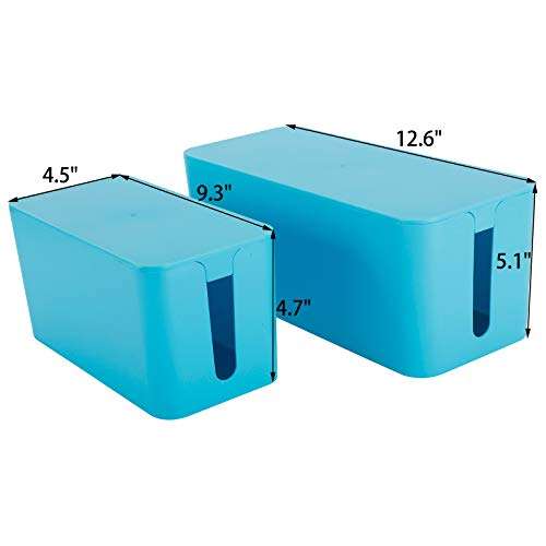 Patioer Cable Management Organizer Box Power Strips Hider Power Cords Hider for Desk, TV, Computer, USB Hub,Cords (Set of Two) (Blue) 5