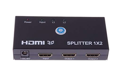 SMAKN HDMI Splitter 1 in 2 out(1X2) Ports Box Powered, Support 3D 1080P up to 1920X1080/60Hz HDMI 1.4 and 1.4a 2