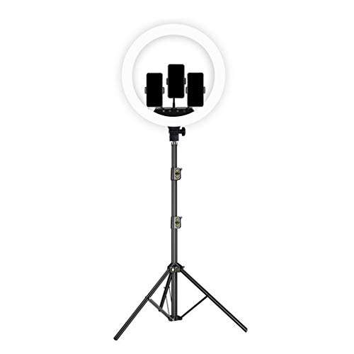 LBBL Ring Light Tripod, 18 Inch Lazy Bracket 3 Mobile Phone Holders 3 Light Modes USB Rechargeable Wireless Remote for Makeup Selfie Photography Live Streaming 2