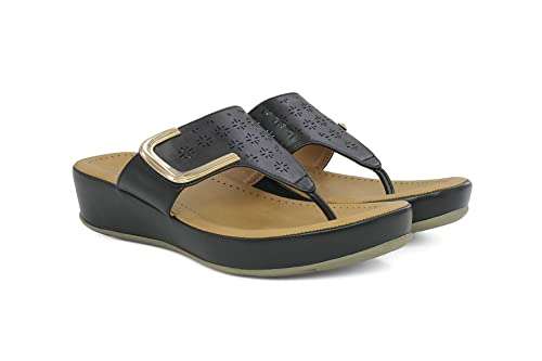 Inc.5 Women's 5998_Black Fashion Slippers-7 UK (40 EU) (9 US) 5