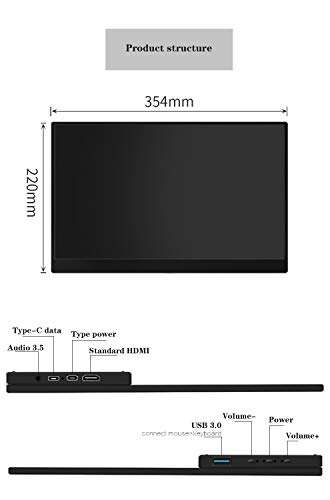 15.6 Inch Portable Monitor, Touch Screen,1920x1080P FHD IPS Screen,L Shape HDR Ultra-Thin Gaming Office Expand Dual Monitor with Type-C USB HDMI for Mobile Laptop Xbox PS4 PC Phone 3