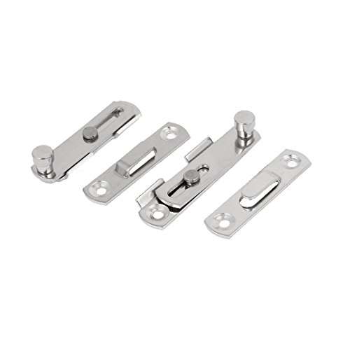 uxcell Drawers Cabinet Stainless Steel Door Lock Bolt Slide Latch Silver Tone 4pcs 3