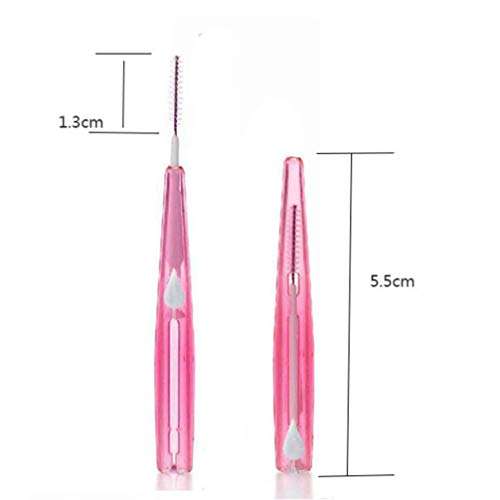 EXCEART 60PCS Interdental Brush Toothpick Tooth Flossing Head Oral Dental Brush Tooth Cleaning Tool For Adult Kids (Pink) 4