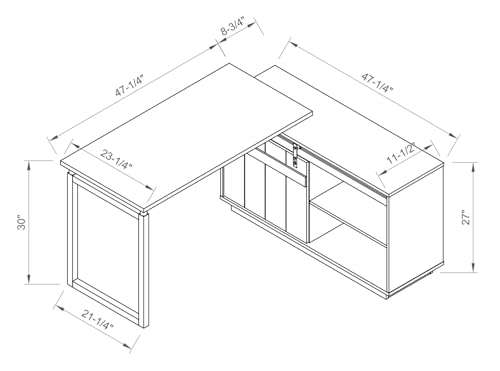 Aidek Desk L-Shaped Workstation Home Office Attached Storage credenza Sliding barn Door Finished on The Back Reversible Distressed Wood 3