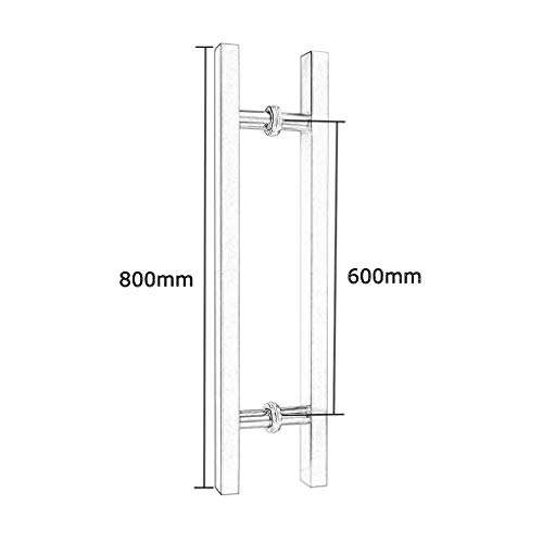 JF-Handrails Heavy Duty Stainless Steel Square Tube Office Glass Door Handle/Wooden Door Handle/Push-Pull Door Handle - Gray, 8 Sizes (Size : 800╫600mm) 6