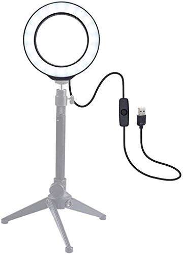 Hayfive Flashes Table lamp Rechargeable Flexible USB Table Lamp Brightness Controllable Three-Touch Dimming Storage Pen Phone Holder Touch Ring Light (Color : Blue) Ringlight Flashes (Color : 01) 5