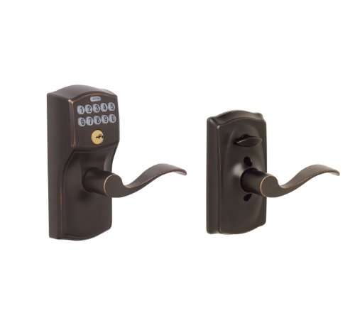 Schlage FE595 CAM 716 Acc Camelot Keypad Entry with Flex-Lock and Accent Levers, Aged Bronze & Lock Company Single Cylinder Deadbolt with Camelot Trim, Aged Bronze (B60 N CAM 716) 4