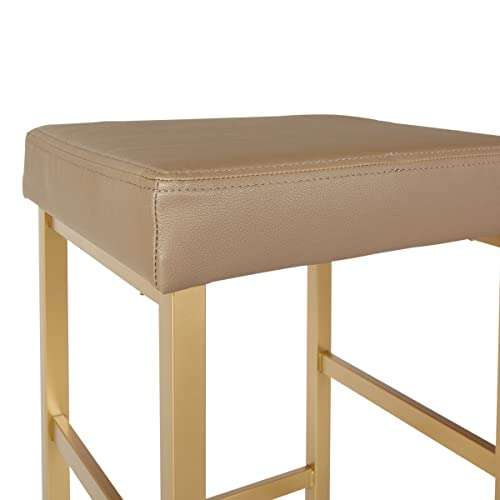 OSP Home Furnishings Backless Stool with Gold Frame, 26-Inch, Camel 5