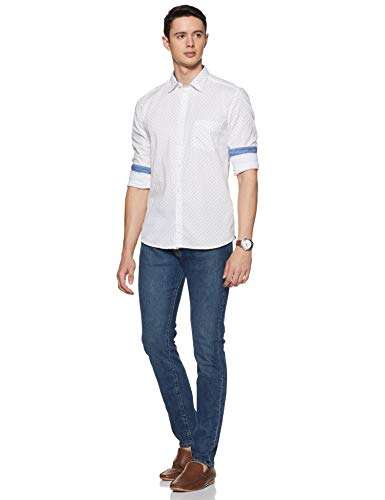 Parx Printed White Coloured Cotton Shirts (Size :- 44) Men's Printed Slim fit Casual Shirt (XMSS09138-W2_White_44 5