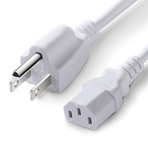 White Replacement Power Cord for Computer Monitor TV 2