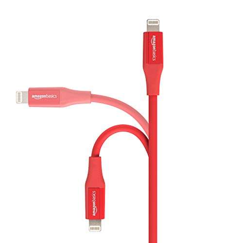 AmazonBasics Apple Certified Lightning to USB Charge and Sync Tough Cable, 3 Feet (0.9 Meters) - Red 3