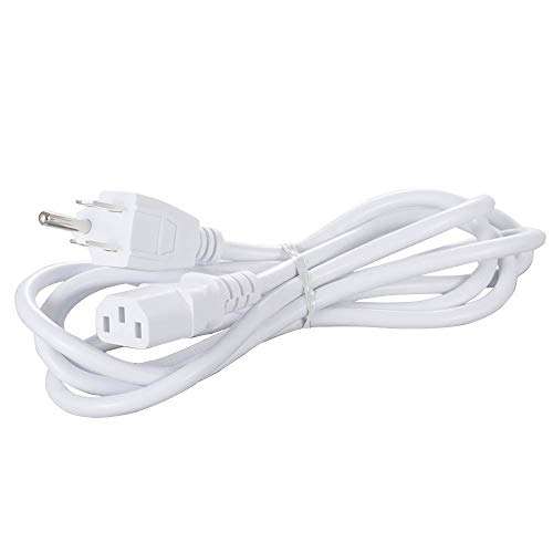 White Replacement Power Cord for Computer Monitor TV 5
