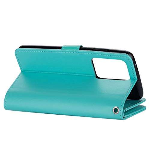 DEFBSC Samsung Galaxy A21S Wallet Case,Magnetic Premium Leather Folio Flip Case with 9 Card Slots/Holder Kickstand and Wrist Strap for Samsung A21S-Mint Green 5