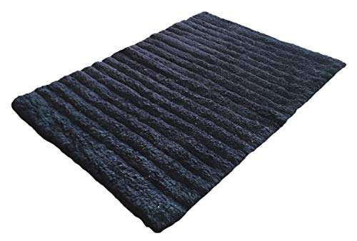 AJS Living Cotton Ribbed/ Stockinette Stitch Design Anti Slip Bath Mat Rug for Living Room/ Home Entrances Bathmat, Grape - Dark Purple, 72 x 50 cm, Set of 4 4