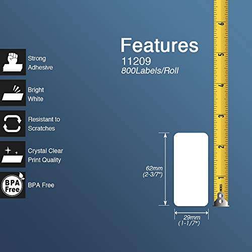 BETCKEY - Compatible Address/Barcode Labels Replacement for Brother DK-1209 (2-3/7" x 1-1/7"), Use with Brother QL Label Printers [10 Rolls/8000 Labels + 2 Reusable Holder Frames] 3