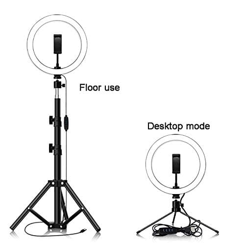 ZJING Makeup Lamp with Stand, Dimmable LED Ring Light with Mobile Phone Stand, Fill Light is Suitable for Live Broadcast, Photography, Video,B 6