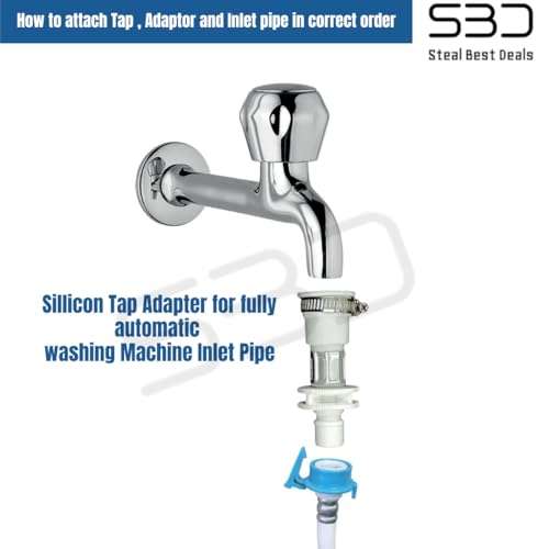 SBD Fully Automatic Washing Machine Universal Tap Connector | Washing Machine Inlet Pipe Adapter | Tap Connector for Water Pipe | Easy Install Washing Machine Tap Adapter (Pack of 2) 4