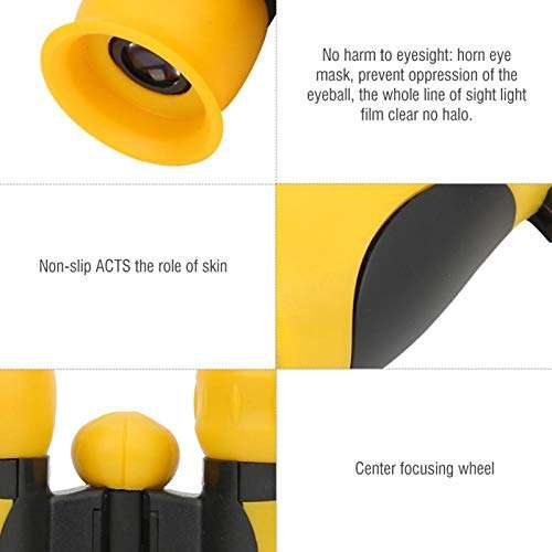 DAUERHAFT Children Binoculars Rubber + Metal with Horn Eye Mask Children Binocular Telescope Wonderful Gift for Your Kids Help Expand The Childs Horizons(Yellow) 6