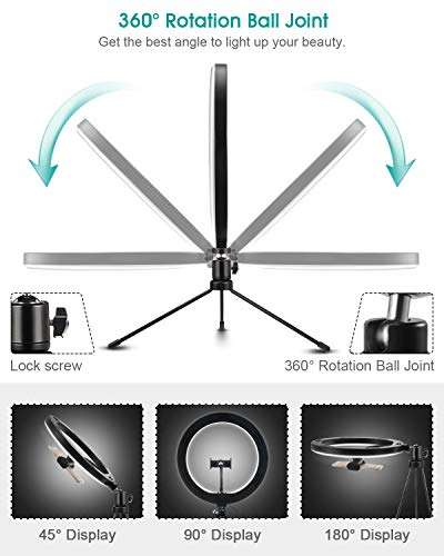 ELEGIANT 10.2 Selfie Ring Light with Tripod Stand, Ring Light with Cell Phone Holder with Remote Ringlight 3 Modes & 11 Brightness for Live Stream Makeup YouTube Tiktok Photography Video Conference 4