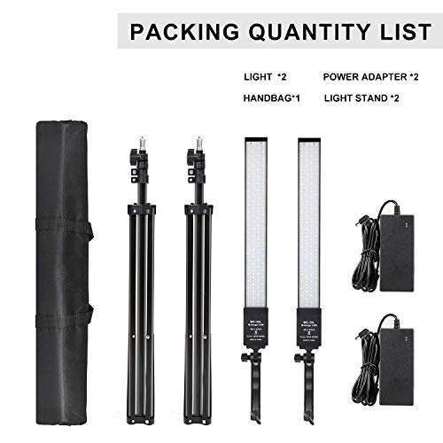 24W Bi-Color LED Dimmable Video Handheld Studio Lights 3200K~5500K Photography Continuous Output Lighting Lamps Kit with Stand Tripod for Camera Photo Studio Shooting,YouTube,Live-2Pack 5