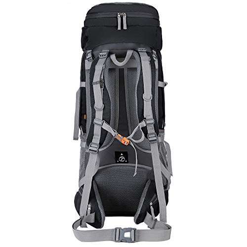 75L Hiking Backpack, YiMiky Super Large Capacity Travel Daypack for Backpacking Mountaineering Backpack with Rain Cover Climbing Rucksack Camping Trekking Bag Waterproof Outdoor Bag - Black 5